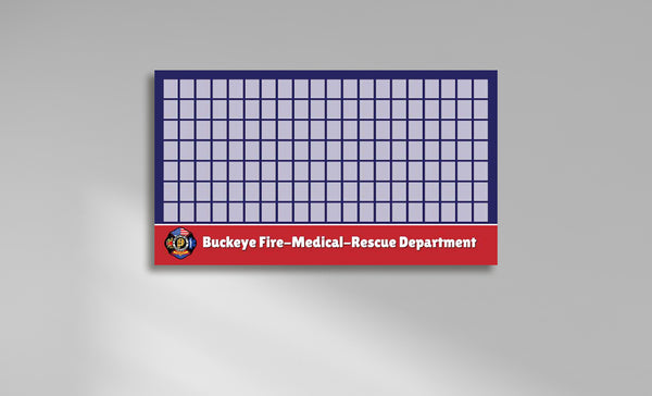 Welcome board for staff team fire and rescue with custom logo