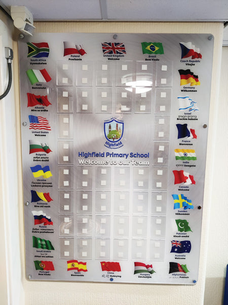 Primary School welcome staff Photo Board with European logos 